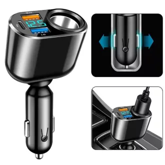 TÖLTŐ PORT SZIVARGY+USB+USBC VOLTMÉRŐVEL