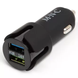 MNC Szivargyújtós USB töltő - 2xUSB - Fekete - 2,4A