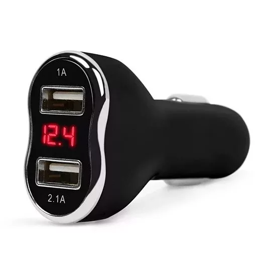 MNC USB TÖLTŐ+VOLTMÉRŐ FEKETE 12-24V 1A/2,1A