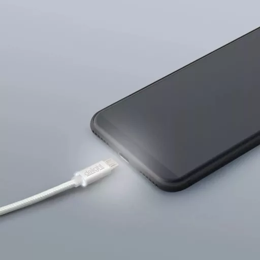 DELIGHT ADATKÁBEL USB-MICRO USB 1M MAX 2A LED FÉNNYEL FEHÉR