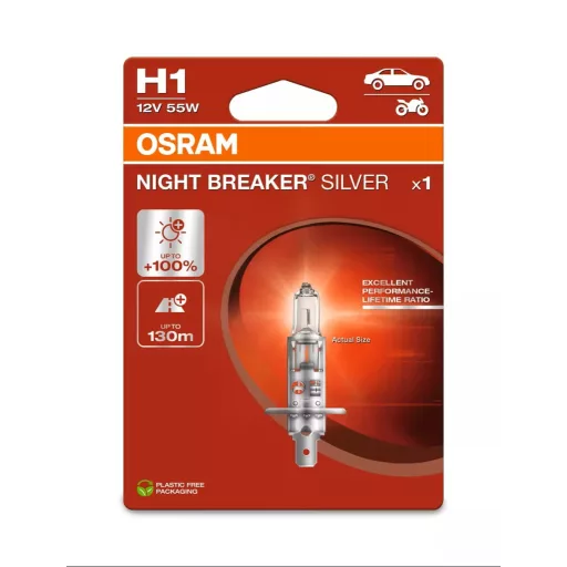 Osram Night Breaker Silver +100% izzó - H1 - P14,5t - 12V - 55W - 1db
