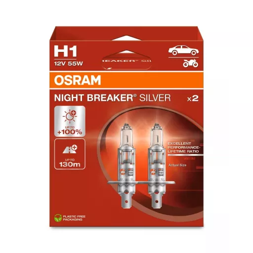 Osram Night Breaker Silver +100% izzó - H1 - P14,5t - 12V - 55W - Pár