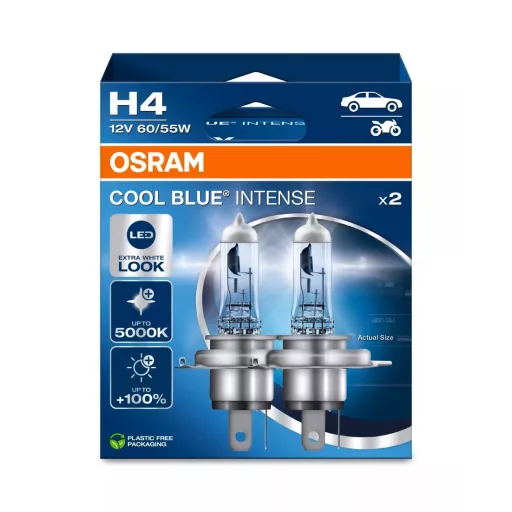 Osram, IZZÓ 12V H4 60/55W COOL BLUE NEXT GEN +100%