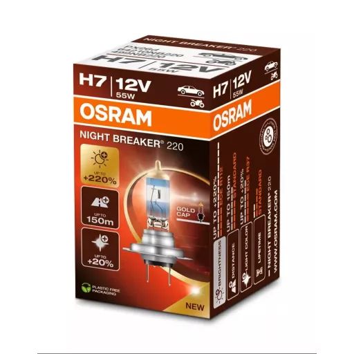 Osram , Izzó 12V H7 55W +220% NIGHT BREAKER, Darabos