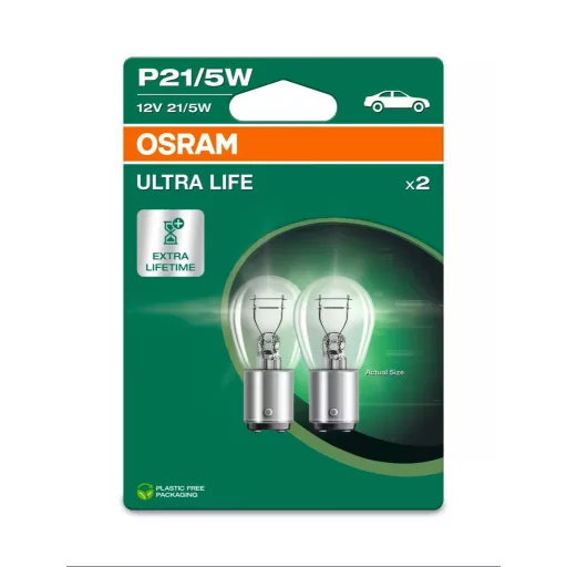 Osram P21/5W Izzó Ultralife, 12V 21/5W, BAY15S, Párban