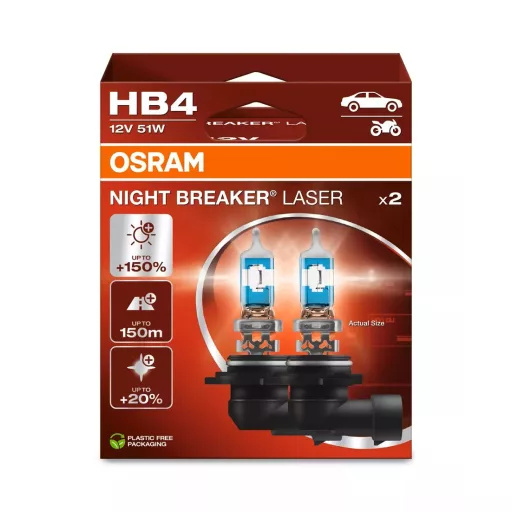 Osram, Night Breaker Laser, Izzó Párban HB4, 51W - 12V  +150%