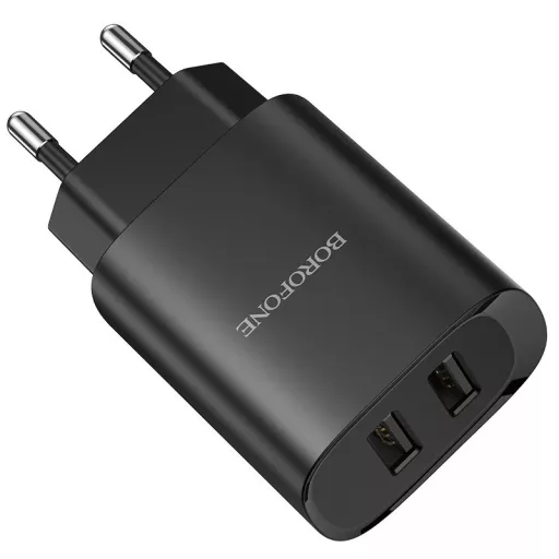 Borofone BN2 Hálózati Töltő Adapter 2xUSB 2.1A, Fekete