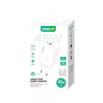   YooUp NC48-D Dupla Hálózati Töltő (USB - TYPE-C) PD 45W Fehér