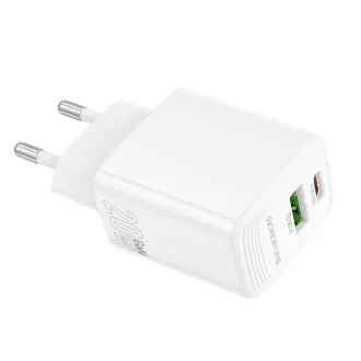   Borofone fali töltő BN27 Fuente - USB + Type C - QC 3.0 PD 20W fehér
