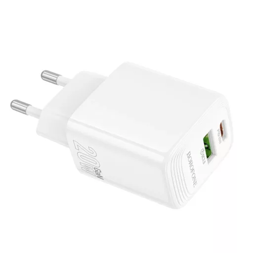 Borofone fali töltő BN27 Fuente - USB + Type C - QC 3.0 PD 20W fehér