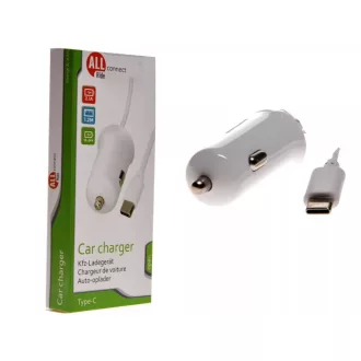 AllRide, Szivargyújtós Töltő, USB-C kábellel, 1,2 m kábel, 2,1A 12-24V