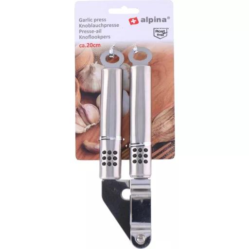 Alpina Fokhagymaprés - Rozsdamentes acél - 20 cm - Mosogatógépben mosható
