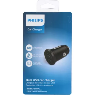 Philips autós töltő 2xusb-a 12w 12-24v