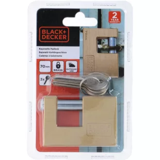   Black & Decker Lakat - 70 mm - 3 kulccsal - Tömör sárgaréz
