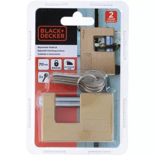 Black & Decker Lakat - 70 mm - 3 kulccsal - Tömör sárgaréz