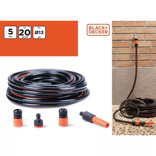 Black & Decker locsolótömlő készlet, 20méter, 1/2" (12mm) átmérő