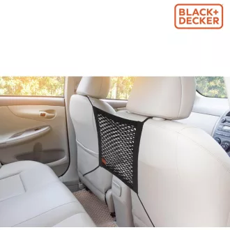 BLACK+DECKER Autós tárolóháló -  30 x 28 cm - Hálós zsebbel a hátsó ülésen - Fekete
