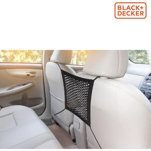 BLACK+DECKER Autós tárolóháló -  30 x 28 cm - Hálós zsebbel a hátsó ülésen - Fekete