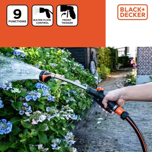 Black & Decker Hosszúnyelű Locsolópisztoly 9 Funkciós