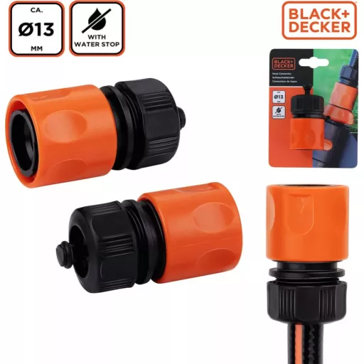 Black & Decker Gyors Tömlőcsatlakozó, Vízstopos 1/2"