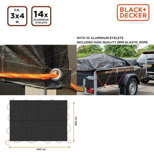 Black & Decker Takaróponyva 3x4m