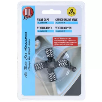 All Ride Aluminium szelepsapka 4db - Fekete