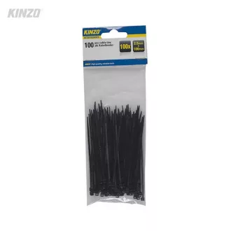 Kinzo, Kábelkötöző, 2,5x100mm, Fekete, 100db