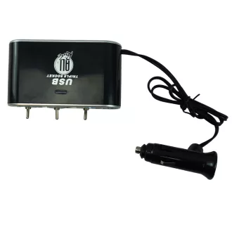   AllRide 3-as Szivargyújtó Elosztó Külön Kapcsolókkal és USB Kimenettel 12/24V
