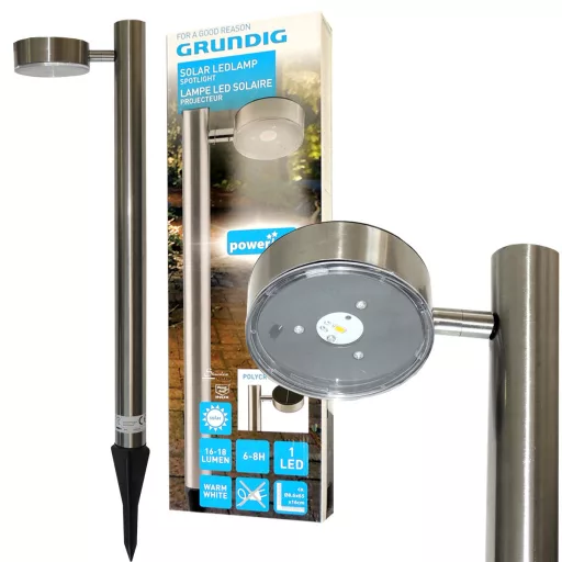 KERTI LÁMPA SZOLÁR GRUNDIG INOX 65CM