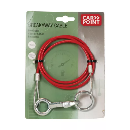 Carpoint Fékkábel, Utánfutóhoz, Piros/Fekete, 110cm, 1000N, 98kg