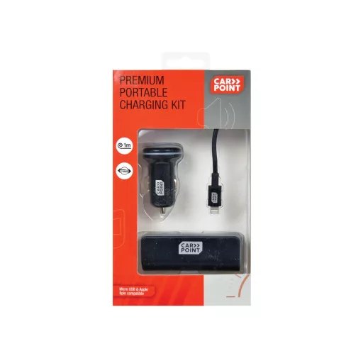 Carpoint TELEFONTÖLTŐ SZETT 4 DB-OS POWER BANKKAL MICRO USB/LIGH.