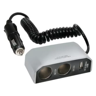 Carpoint Szivargyújtó elosztó, 2x12V 2A + 1xUsb 5V 500MA