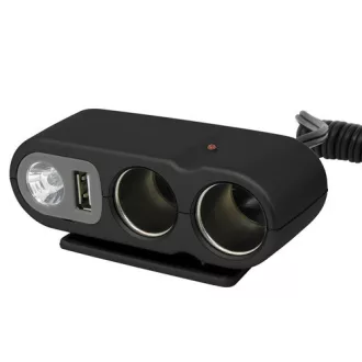   Carpoint Szivargyújtó elosztó, 2x12V + 1x Usb, Világítással