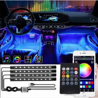   RGB Autó Beltéri Hangulatvilágítás – 12V + Applikációval vezérelhető