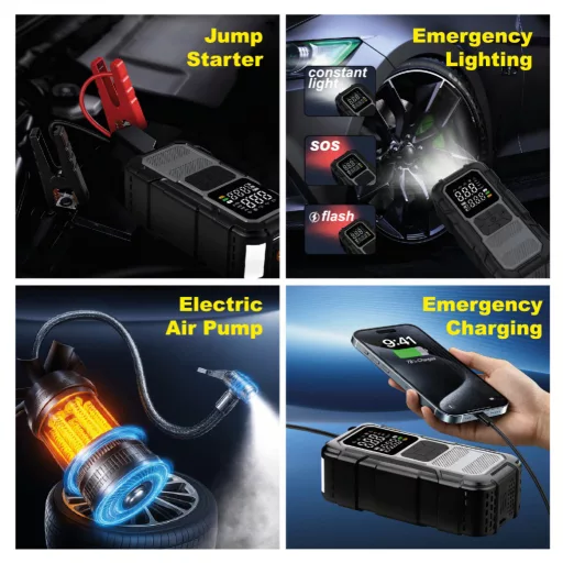 4 az 1-ben Intelligens Jumper/Starter és Kompresszor - 1000A - 8000mAh - 100W
