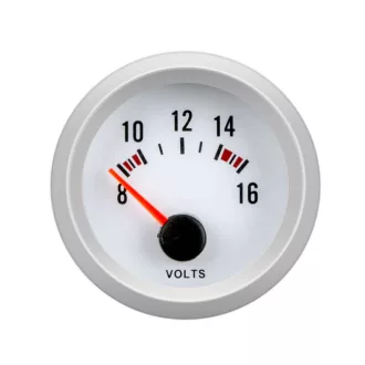 Fehér hátterű feszültségmérő 12V 52mm - OR-LED7701