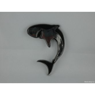 Öntapadó króm embléma Cápa