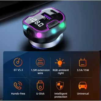   C49 Bluetooth kihangosító 5.3+EDR RGB - FM/Transmitter - 12/24V