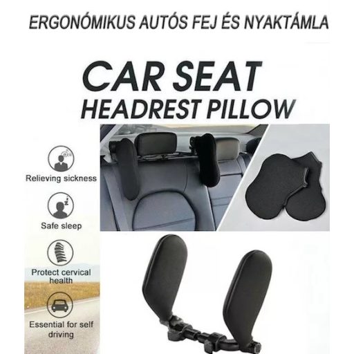 Ergonómikus autó fej és nyaktámla fekete GBS-100