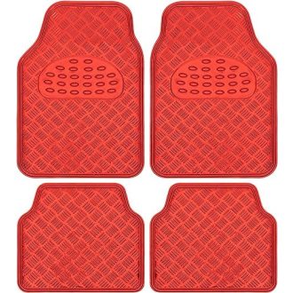   03048 Alumíniumhatású univerzális gumiszőnyeg autóba 4 db-os - Piros