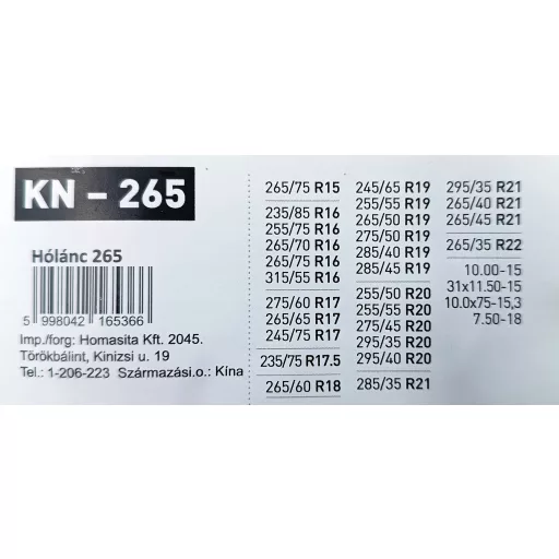 MaxSpeed Hólánc KN265 16mm