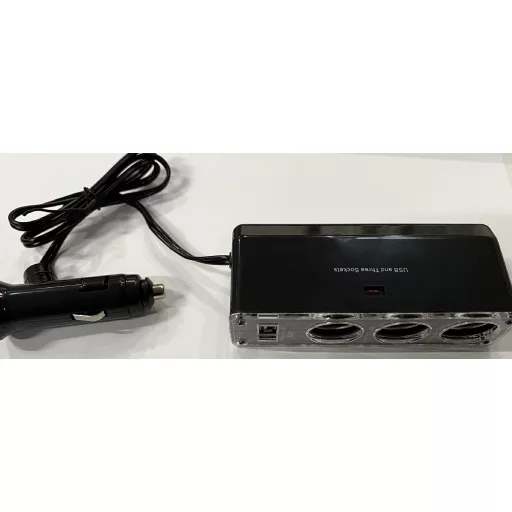 Szivargyújtó elosztó, 3-as+USB
