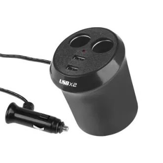 Kettes szivargyújtó elosztó + 2USB - 12/24V