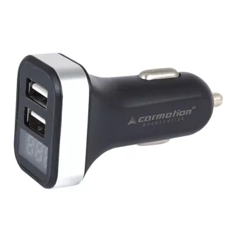   2x USB töltő, 2.1A, 12/24V-os szivargyújtó aljzathoz voltmérővel