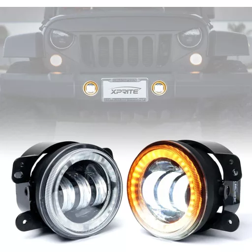 E jellel ellátott LED-es nappali menetfény és ködlámpa szett – 90 mm, 12V, index funkcióval