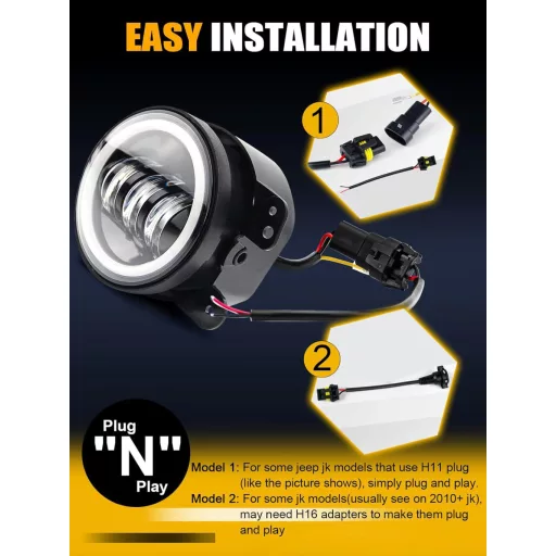 E jellel ellátott LED-es nappali menetfény és ködlámpa szett – 90 mm, 12V, index funkcióval