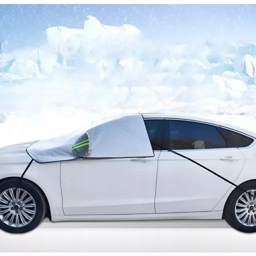 3 Rétegű mágneses szélvédő takaró – Thermo védelem, visszapillantóra is, fényvisszaverő csíkkal, 10db mágnessel