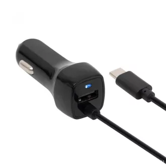   Szivargyújtó elosztó két részes USB aljzattal 12/24V 1m kábel hosszabbító