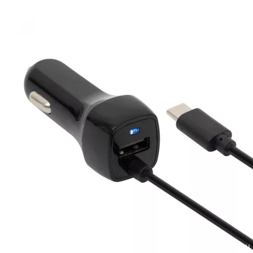 Szivargyújtó elosztó két részes USB aljzattal 12/24V 1m kábel hosszabbító