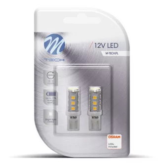 M-Tech T10, LED izzó, fehér, 16xSMD, LED, 12V, Pár
